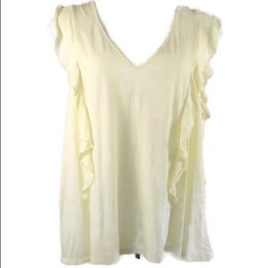 ModCloth V Neck Top Cap Sleeves Ruffles Keyhole 4X